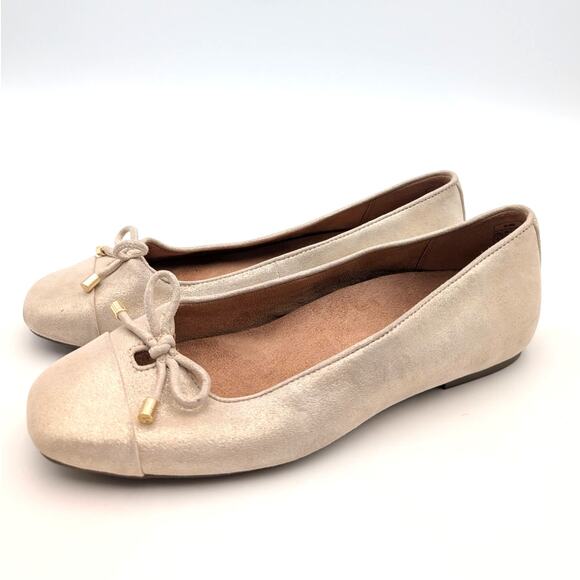 Vionic Klara Cap Toe Ballet Flats Women's Gold Metallic Leather Size US8 EU38.5 - Picture 1 of 13